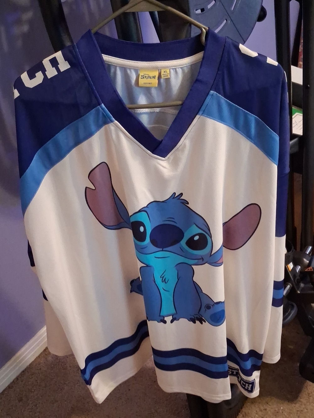 Stitch Blue & White Kids Hockey Jersey - Official Character Design